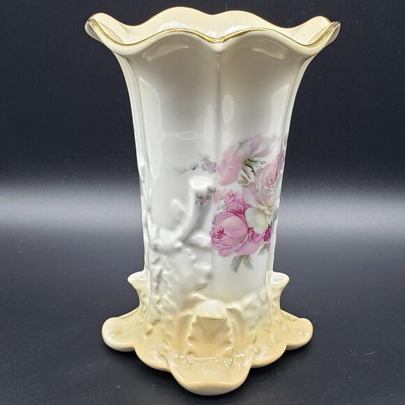Old Foley by James Kent Yellow White Pink Rose Bouquet Ceramic Vase - Picture 5 of 13
